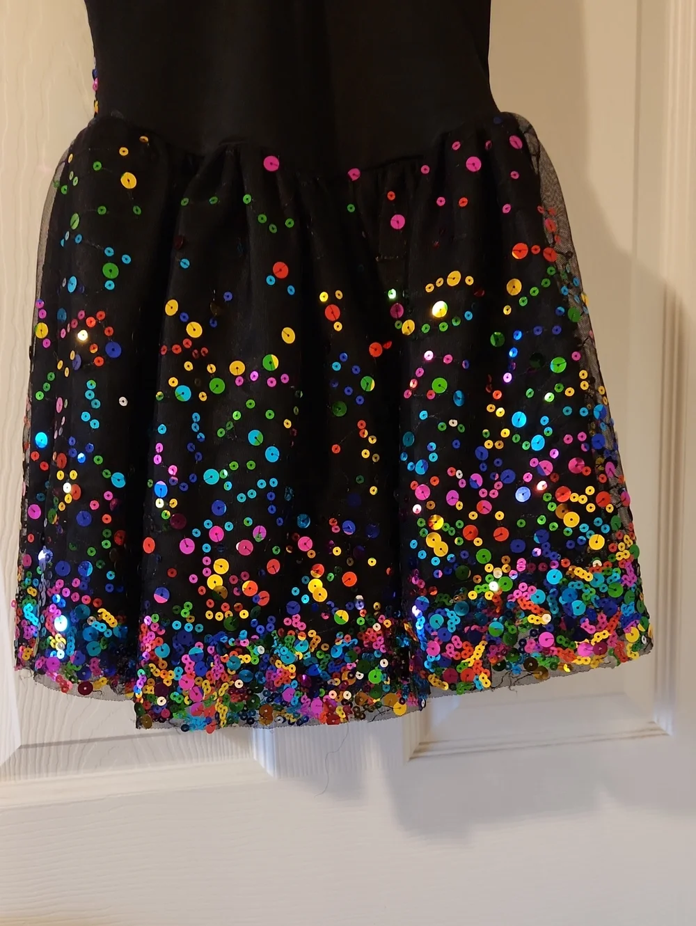 Black Sequin Dance Performance Competition One Piece